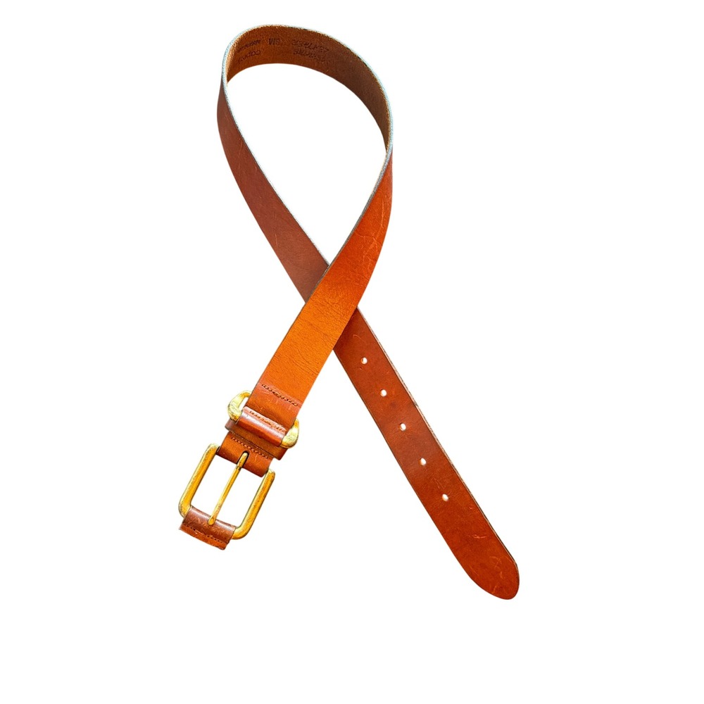Capezio Belt Brown Genuine Leather Argentina Small Brass Buckle Classic SM